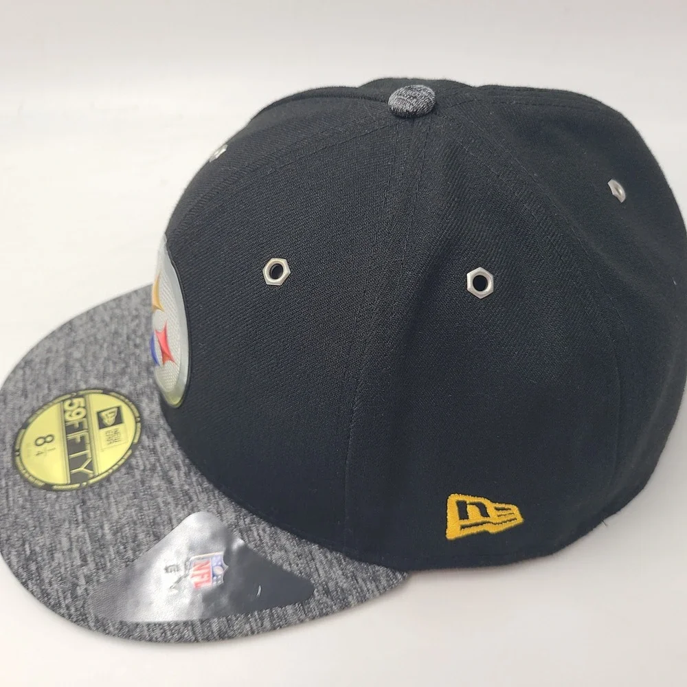 Pittsburgh Steelers Hat Fitted 8 1/4 New Era 59Fifty Black Gray NFL Football Men
